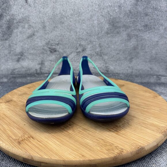 Crocs Sandals Shoes Womens Size 6 Blue Green Huarache Slingback Comfort - Picture 2 of 11